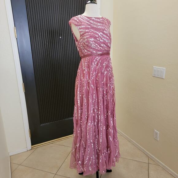 Mac Duggal 5445 Purple Pink Plum Embellished Cap Sleeve Evening Gown Dress 8 - Picture 8 of 12